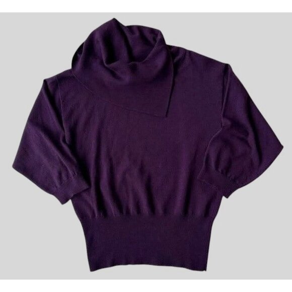 Vintage Tweeds Womens Merino Wool Sweater XL Purple Cowl Neck Business Casual - Picture 7 of 11